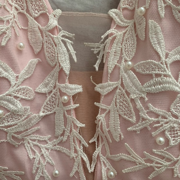 Flower Lace Pink Prom Dress - Picture 5 of 11